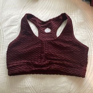 BootyByBrabants croco maroon sports bra